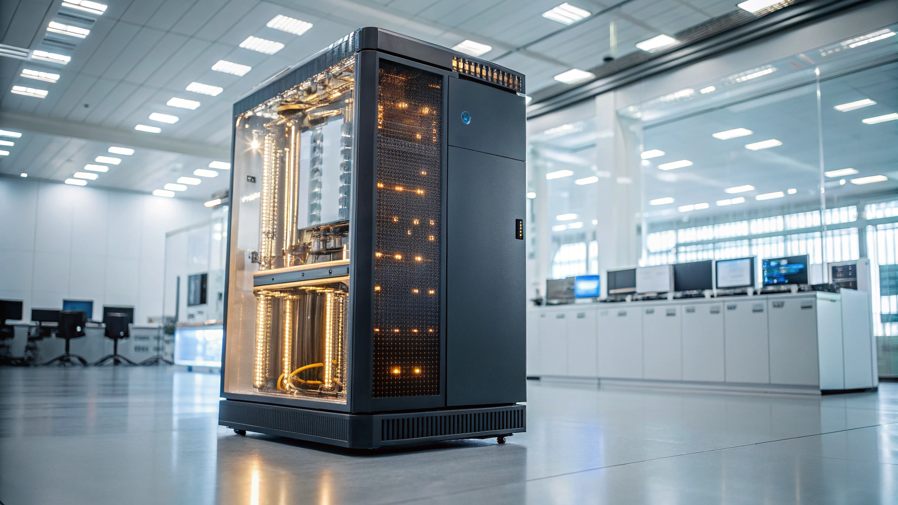 Abstract visualization of quantum computing and artificial intelligence research
